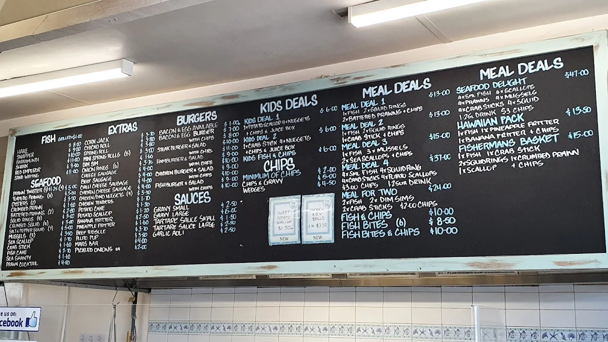 Menu, Wollaston Fish and Chips