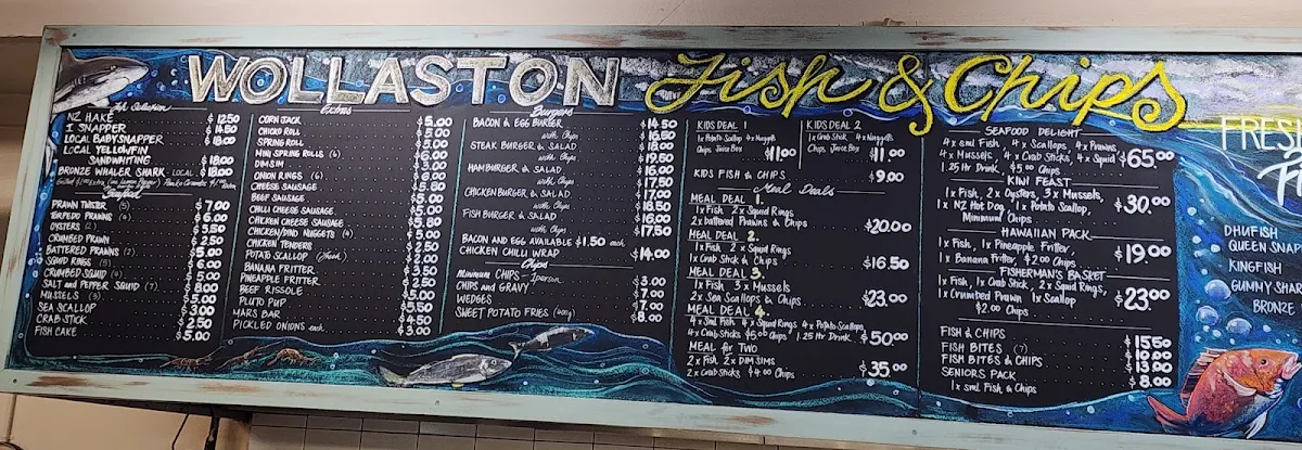 Menu, Wollaston Fish and Chips