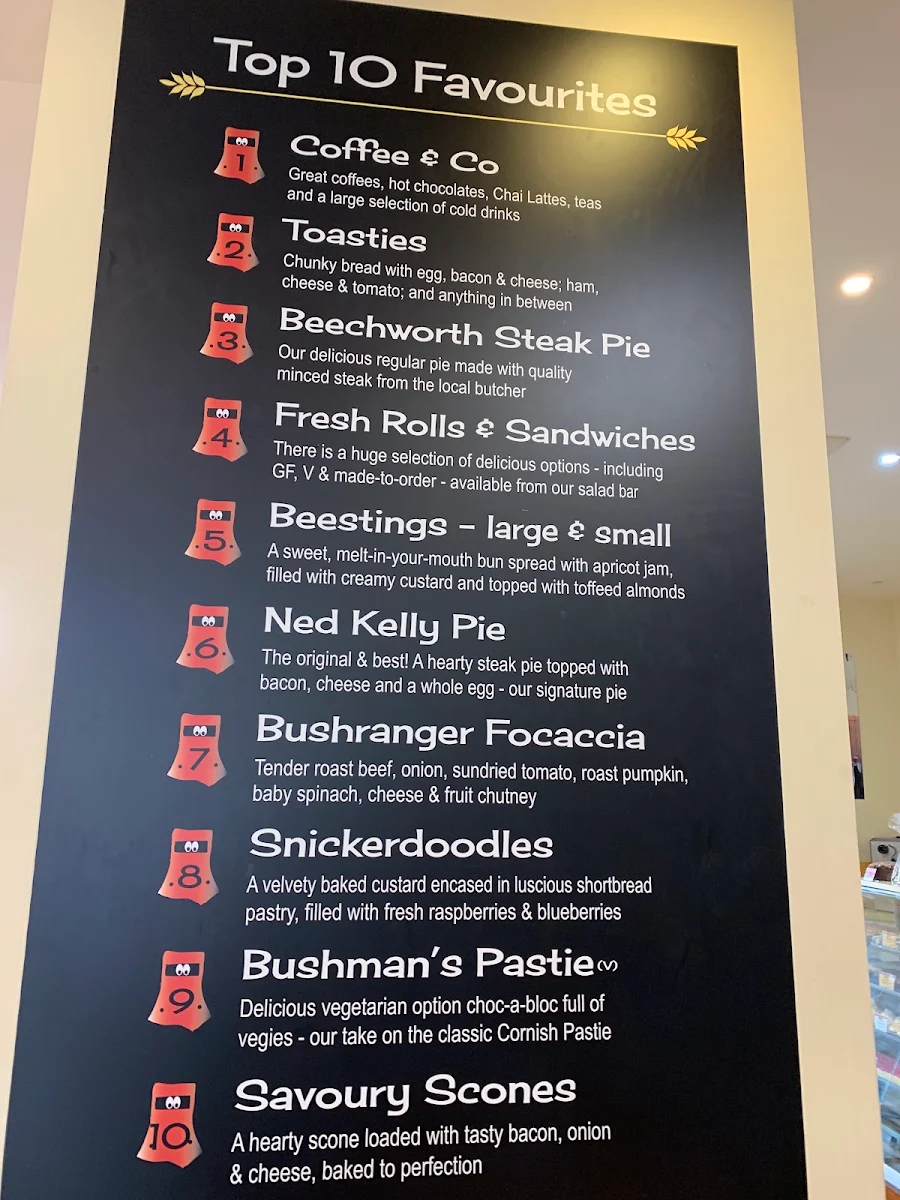 Menu, Beechworth Bakery Ballarat