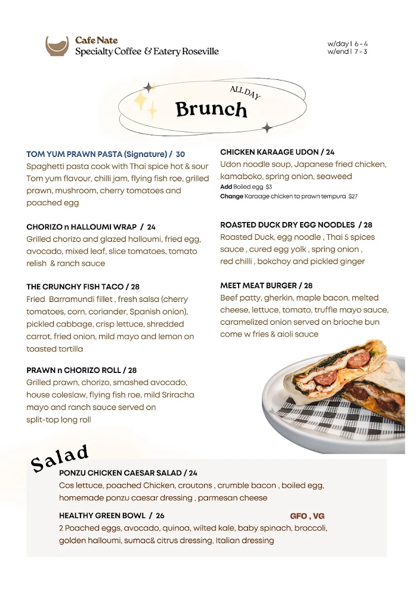 Menu, ☕ Cafe Nate - Specialty Coffee & Eatery in Roseville