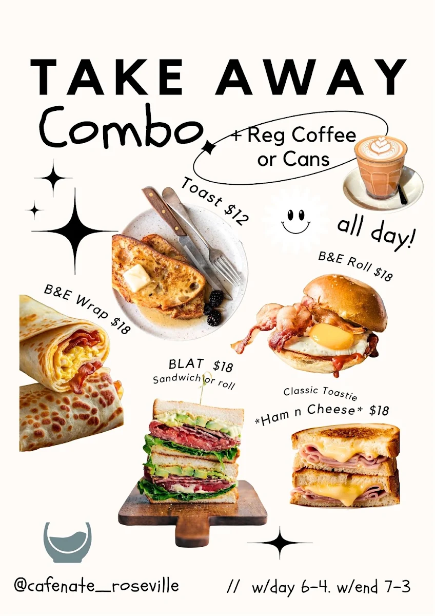 Menu, ☕ Cafe Nate - Specialty Coffee & Eatery in Roseville