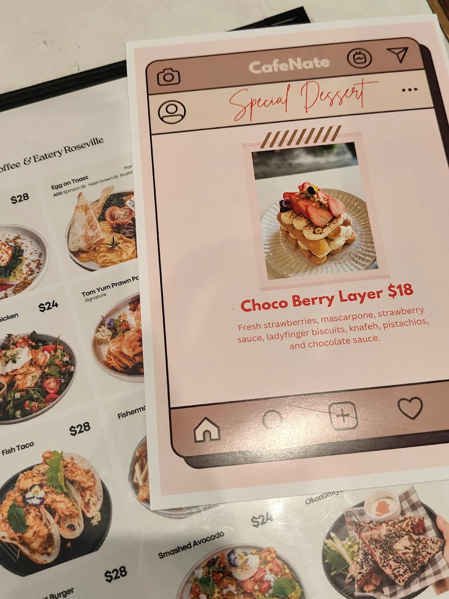 Menu, ☕ Cafe Nate - Specialty Coffee & Eatery in Roseville