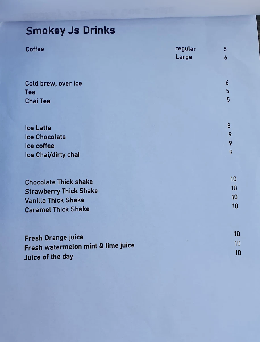 Menu, Beachfront Hotel