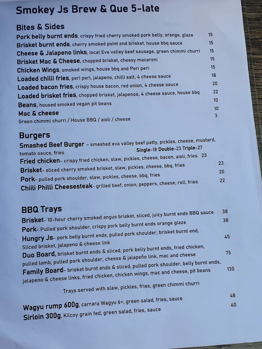 Menu, Beachfront Hotel