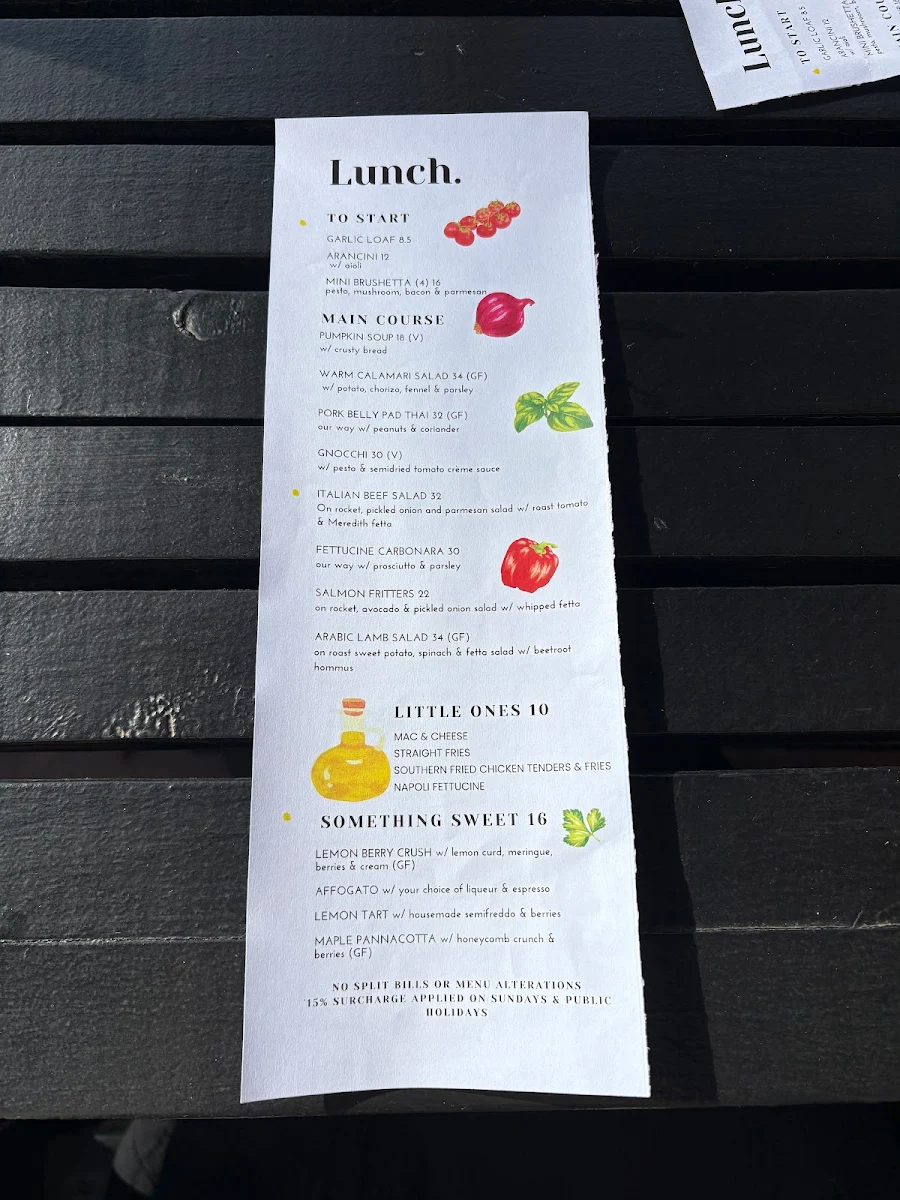 Menu, The Crossing Cafe