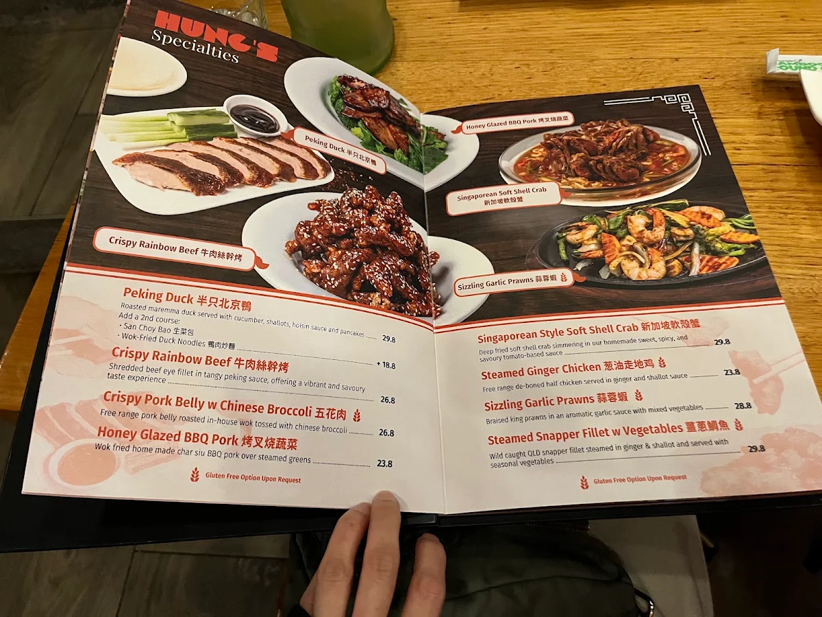 Menu, Hung’s Chinese Randwick