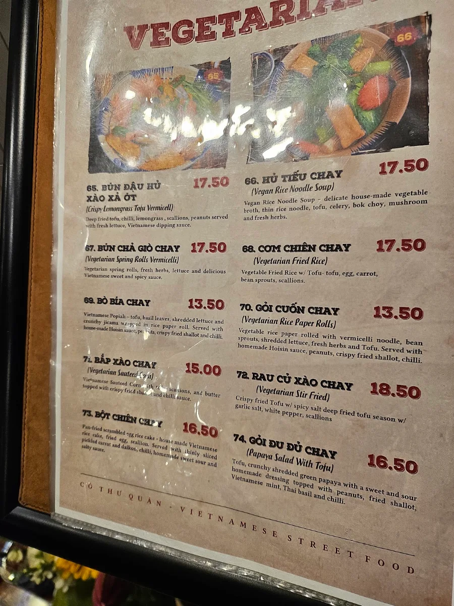 Menu, Co Thu Quan St Albans