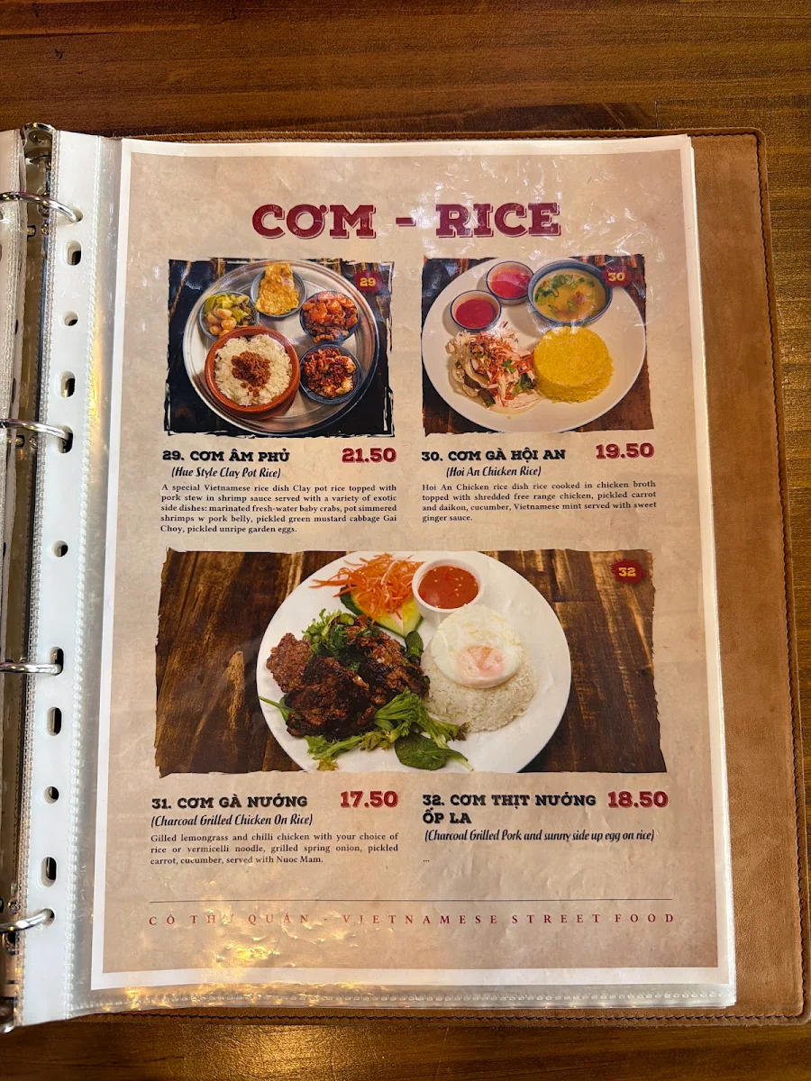 Menu, Co Thu Quan St Albans