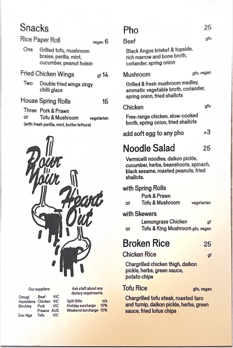 Menu, Good Days Brunswick