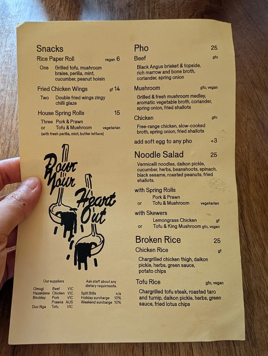 Menu, Good Days Brunswick