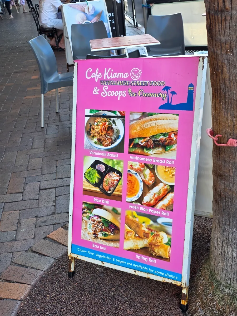 Menu, Cafe Kiama & Scoops Ice Creamery & Gelateria