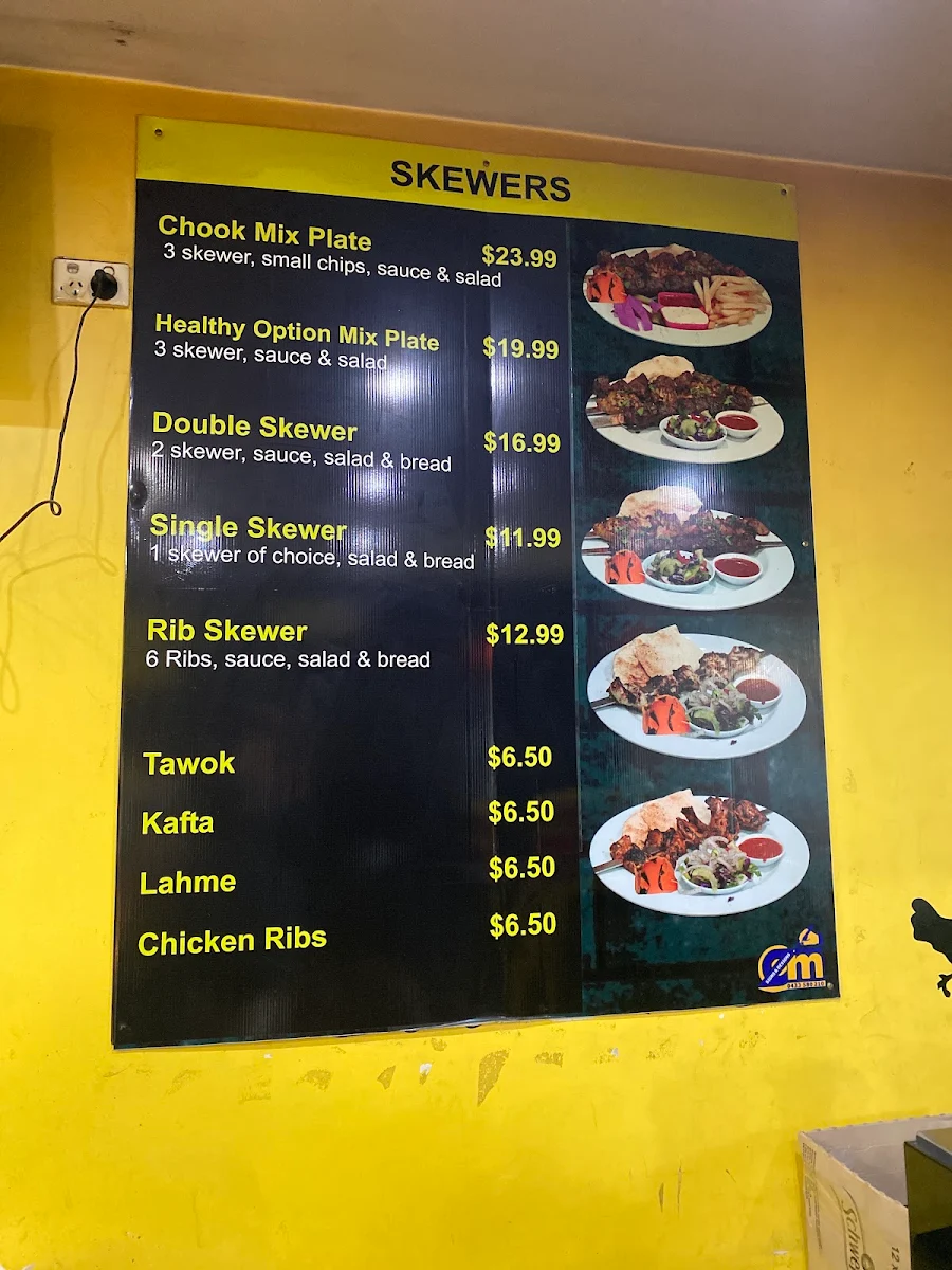 Menu, Sultan Charcoal Chicken