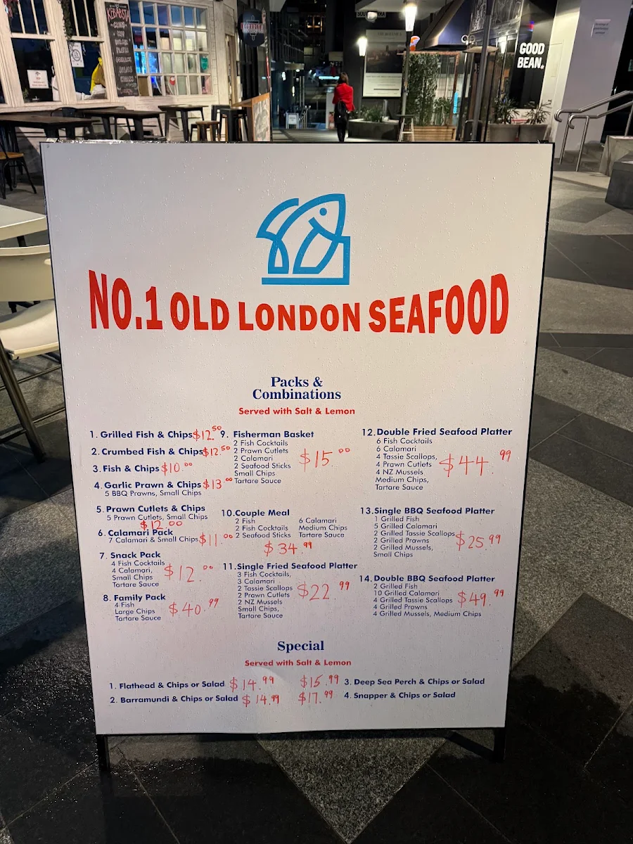 Menu, No.1 Old London Seafood