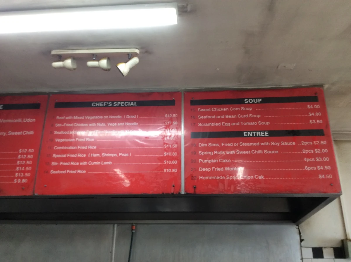 Menu, Alchester Noodle Bar