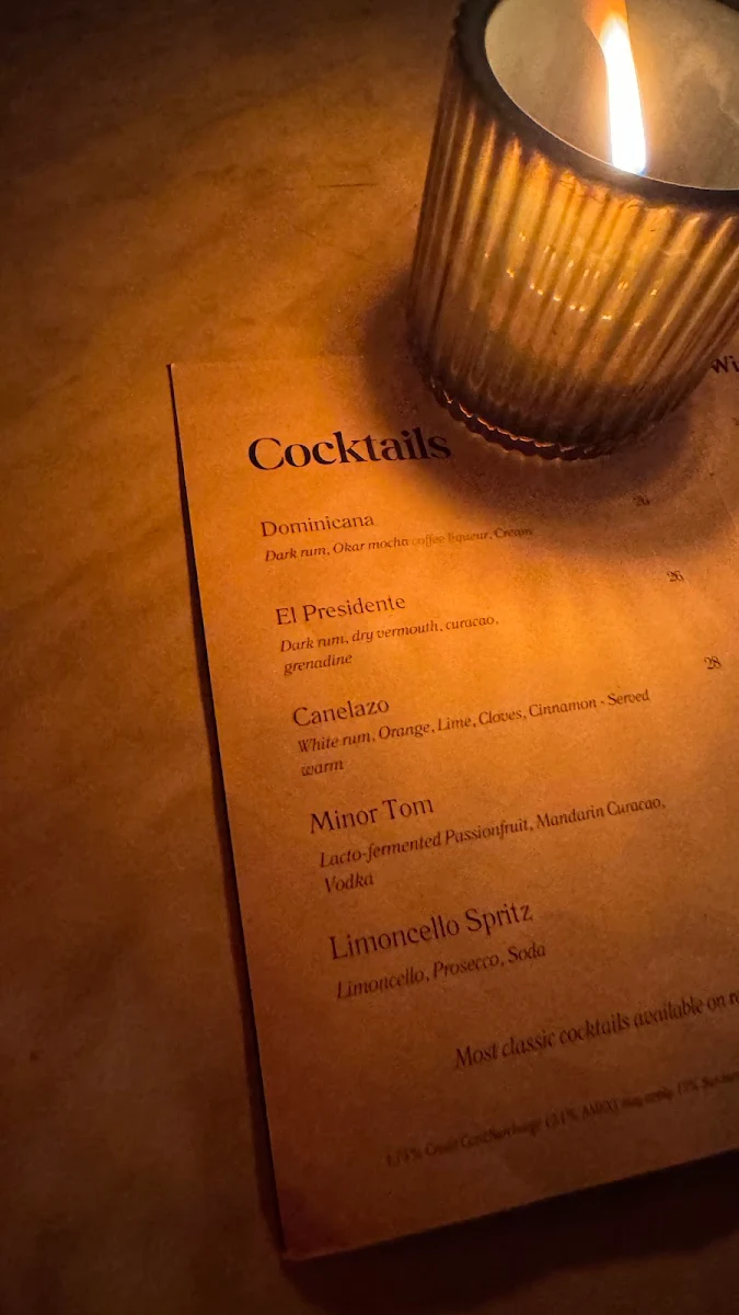 Menu, Santana Rooftop Bar