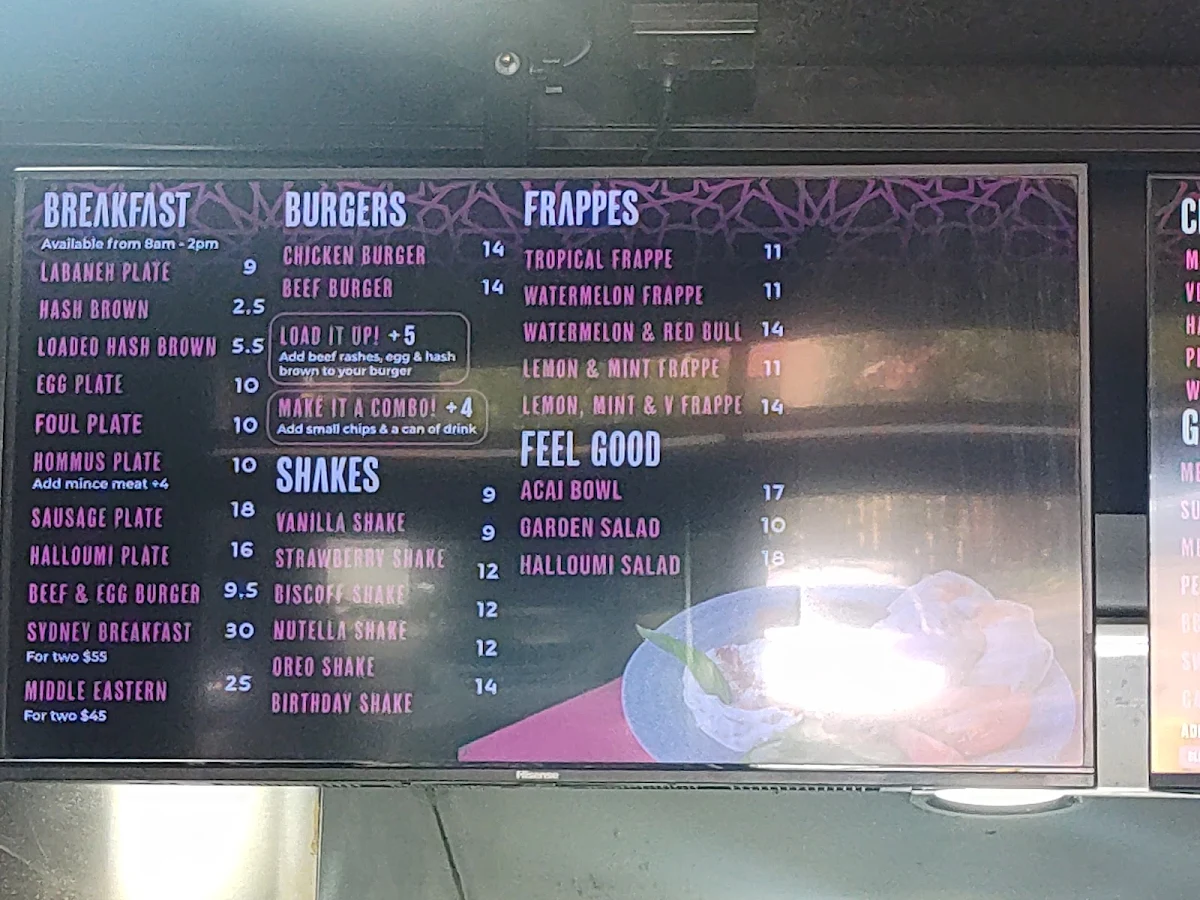 Menu, Sydney Manoosh Chipping Norton