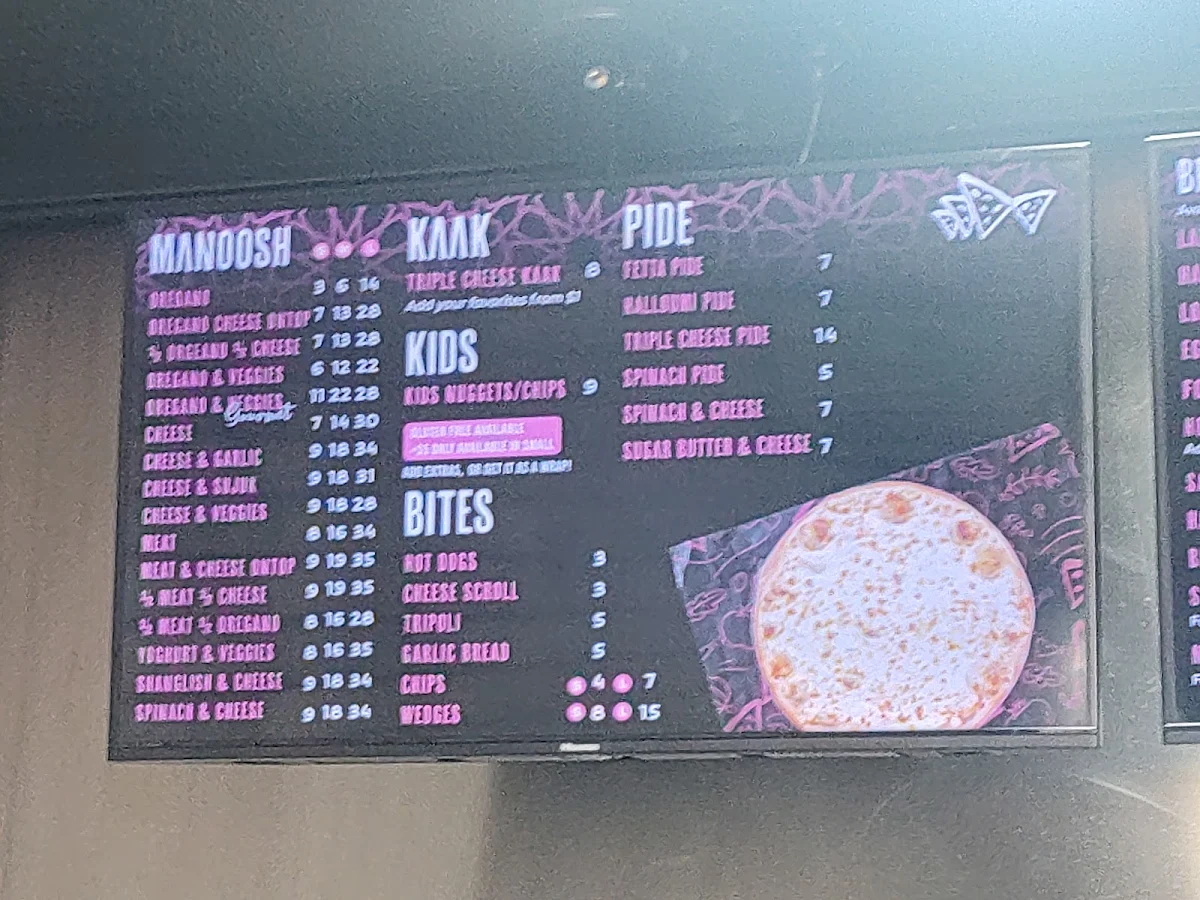 Menu, Sydney Manoosh Chipping Norton