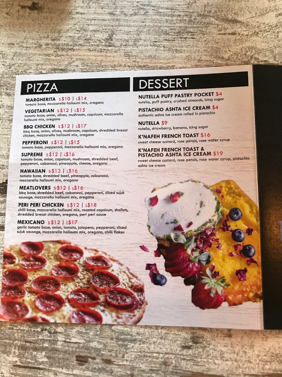 Menu, Sydney Manoosh Chipping Norton