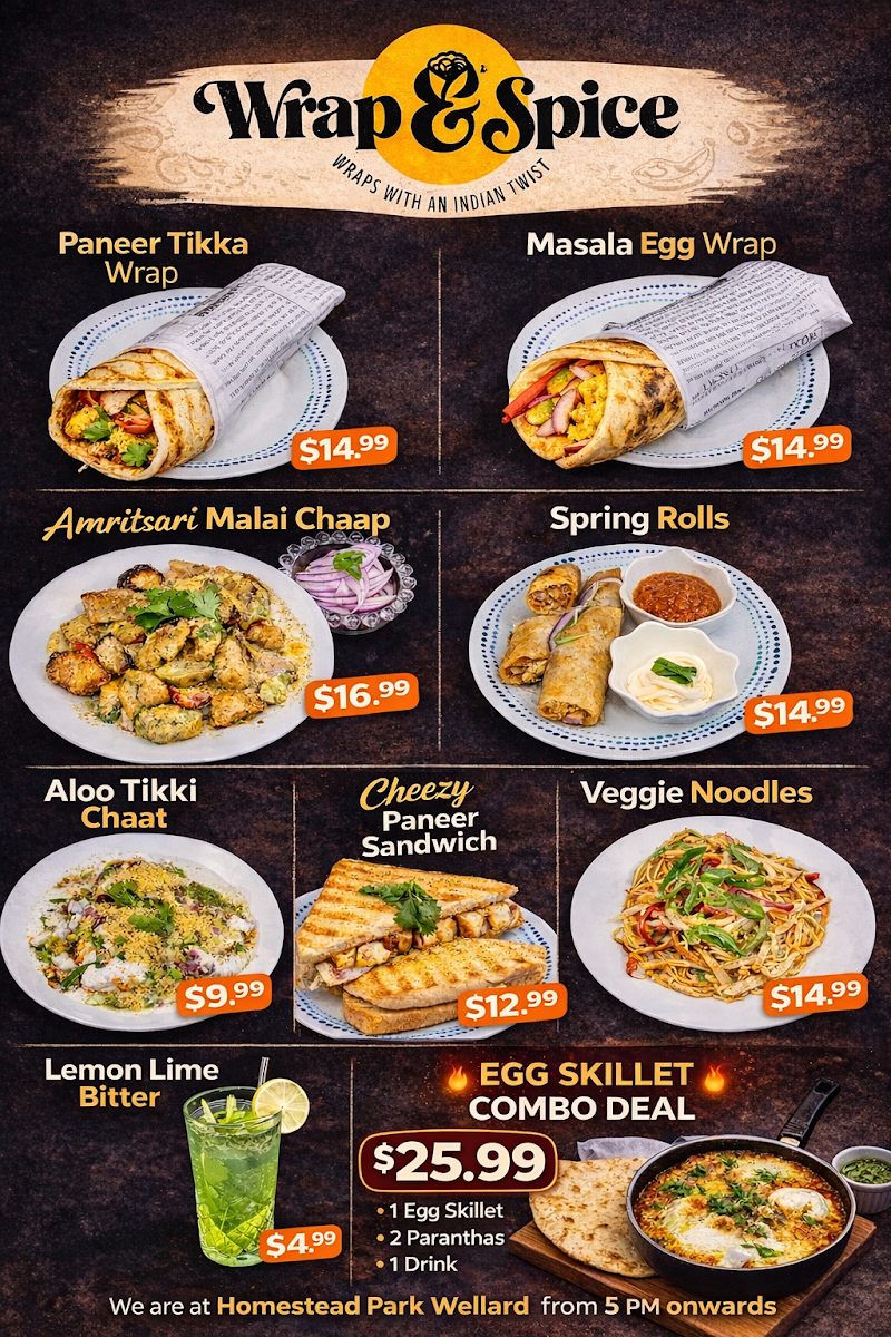 Menu, Wrap and spice