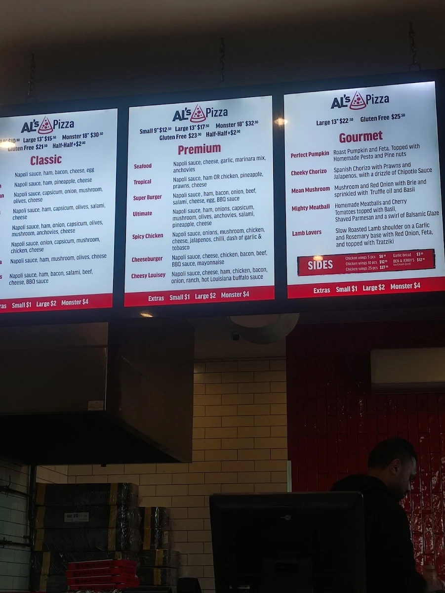 Menu, Al's Pizza