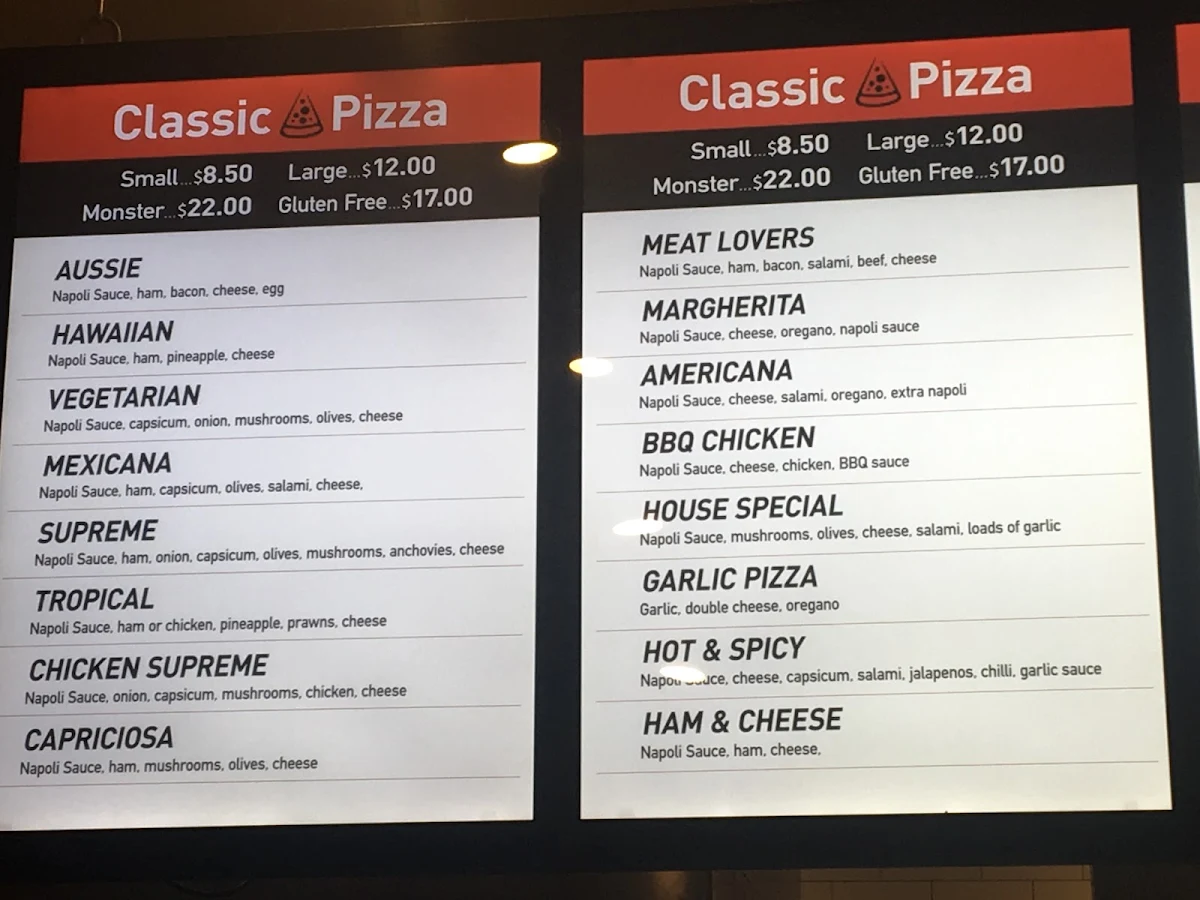 Menu, Al's Pizza