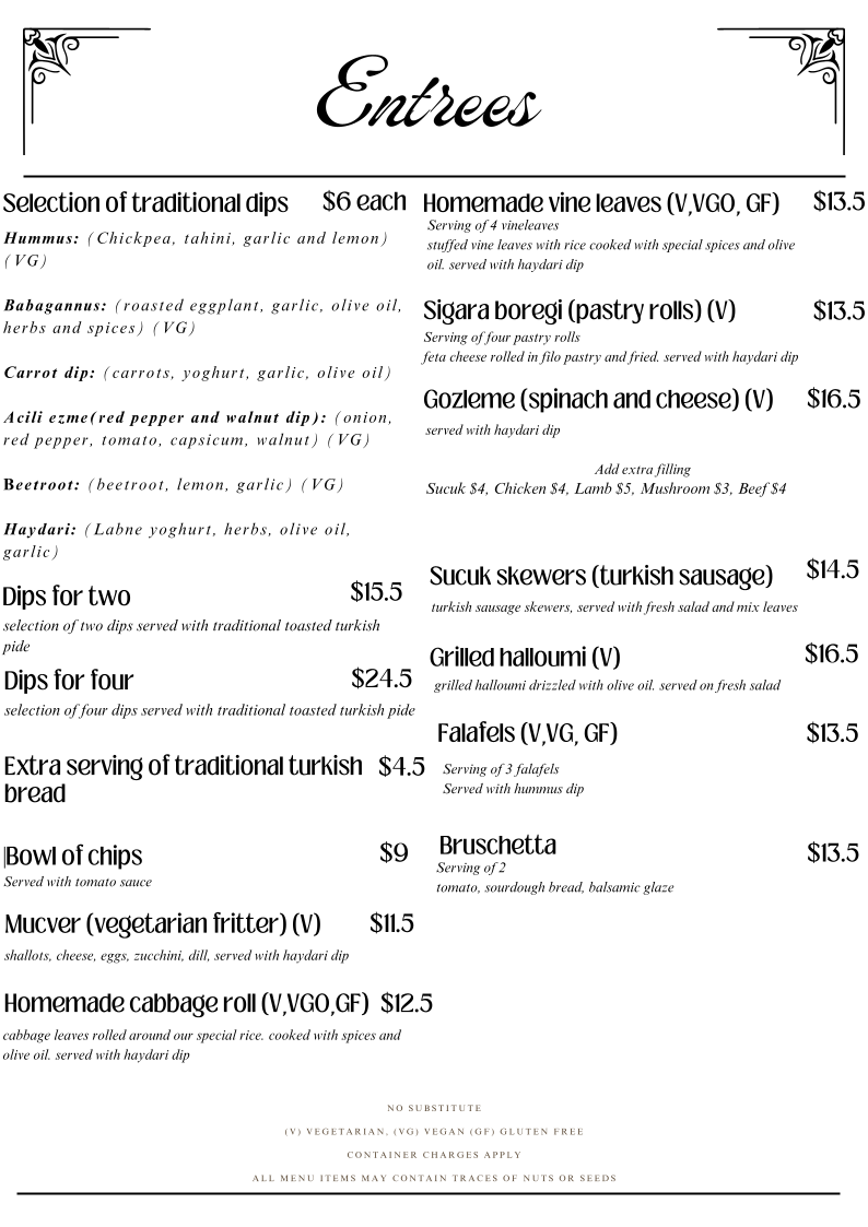 Menu, Ferah Cafe and Restaurant