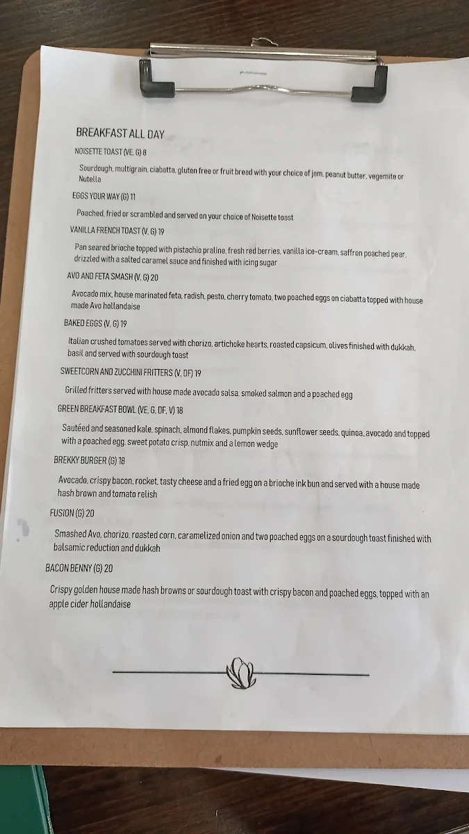 Menu, Magnolia on Orchard