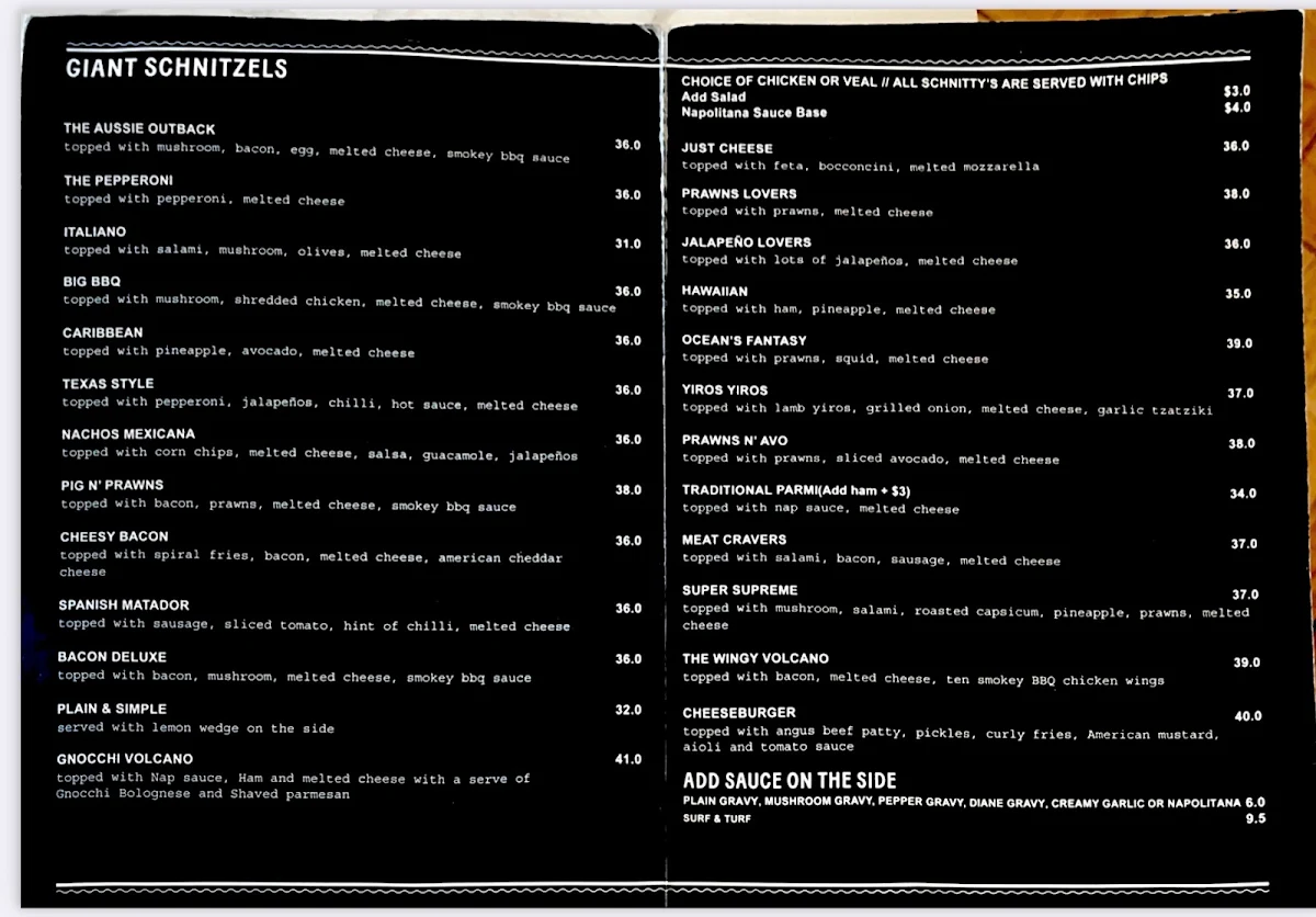 Menu, Cafe Paparazzi