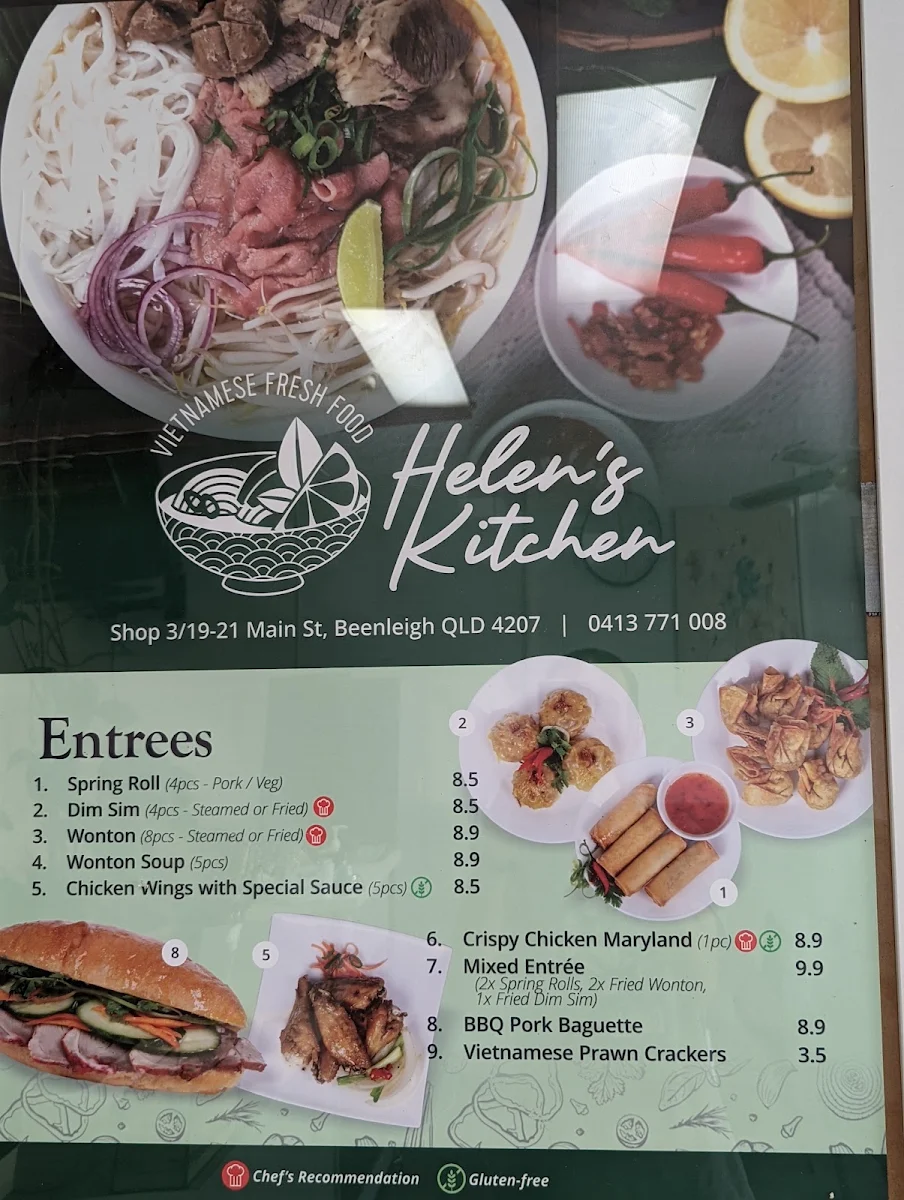 Menu, Helen's Kitchen