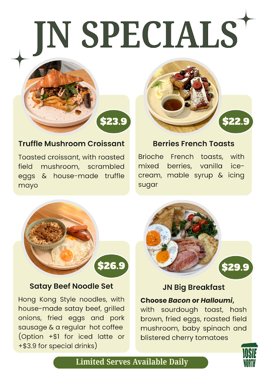Menu, Josie North