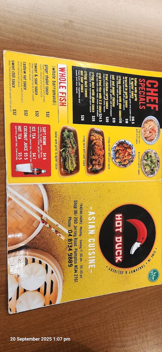 Menu, HOT DUCK