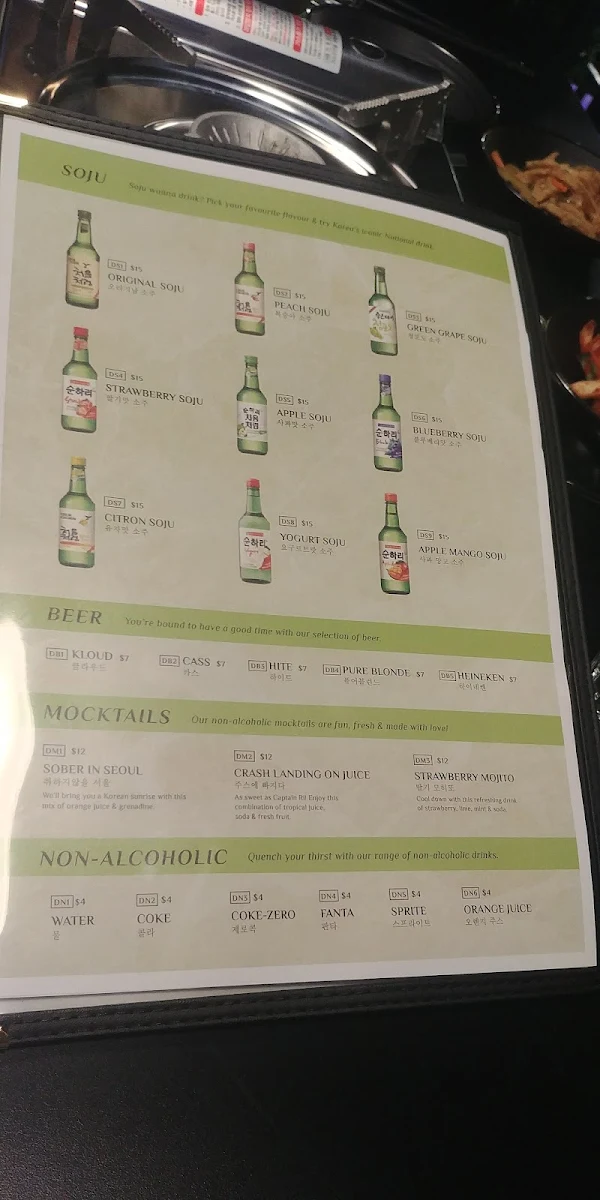 Menu, Soju Social