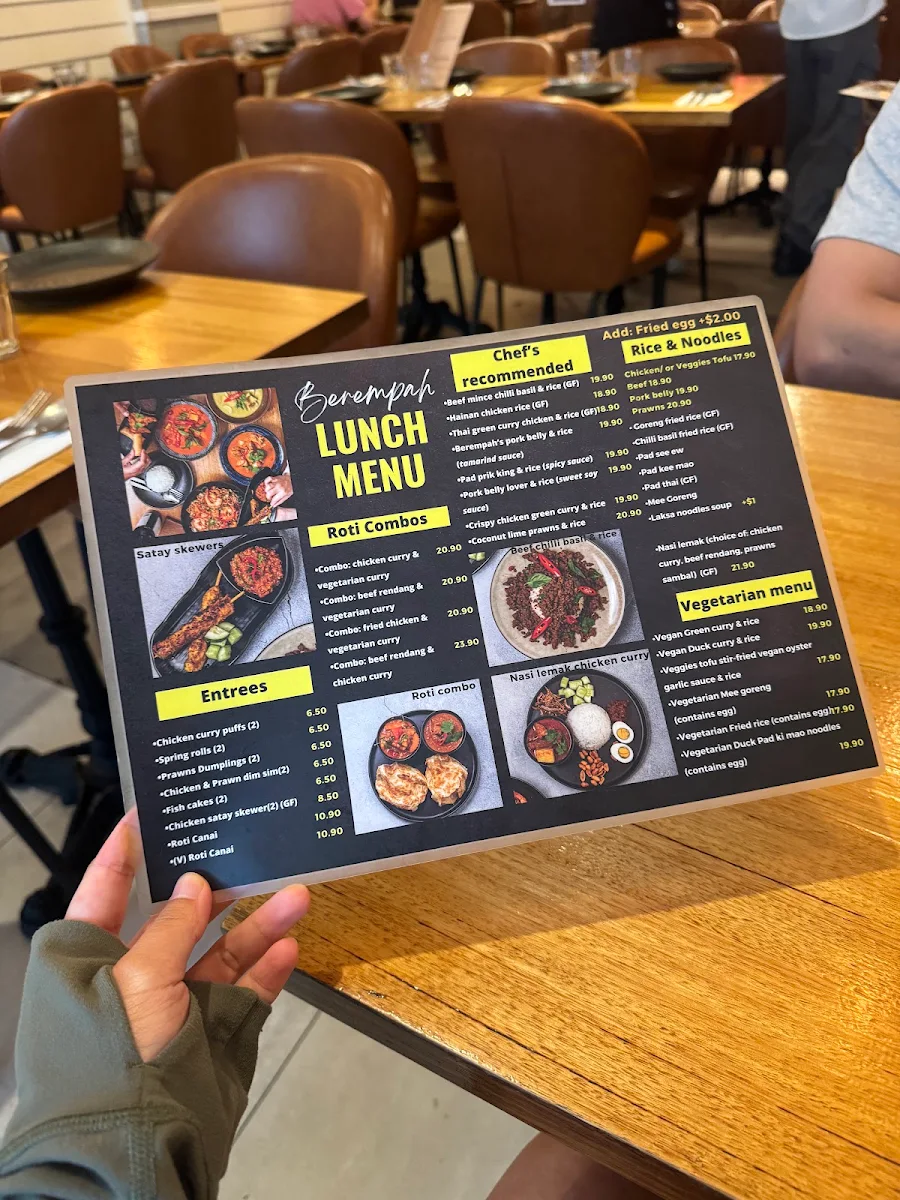 Menu, Berempah Malaysian Thai - Crows Nest