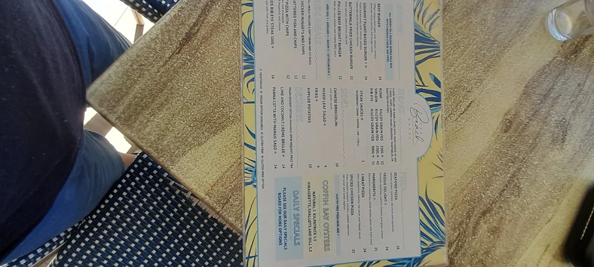 Menu, Manta Ray Bistro