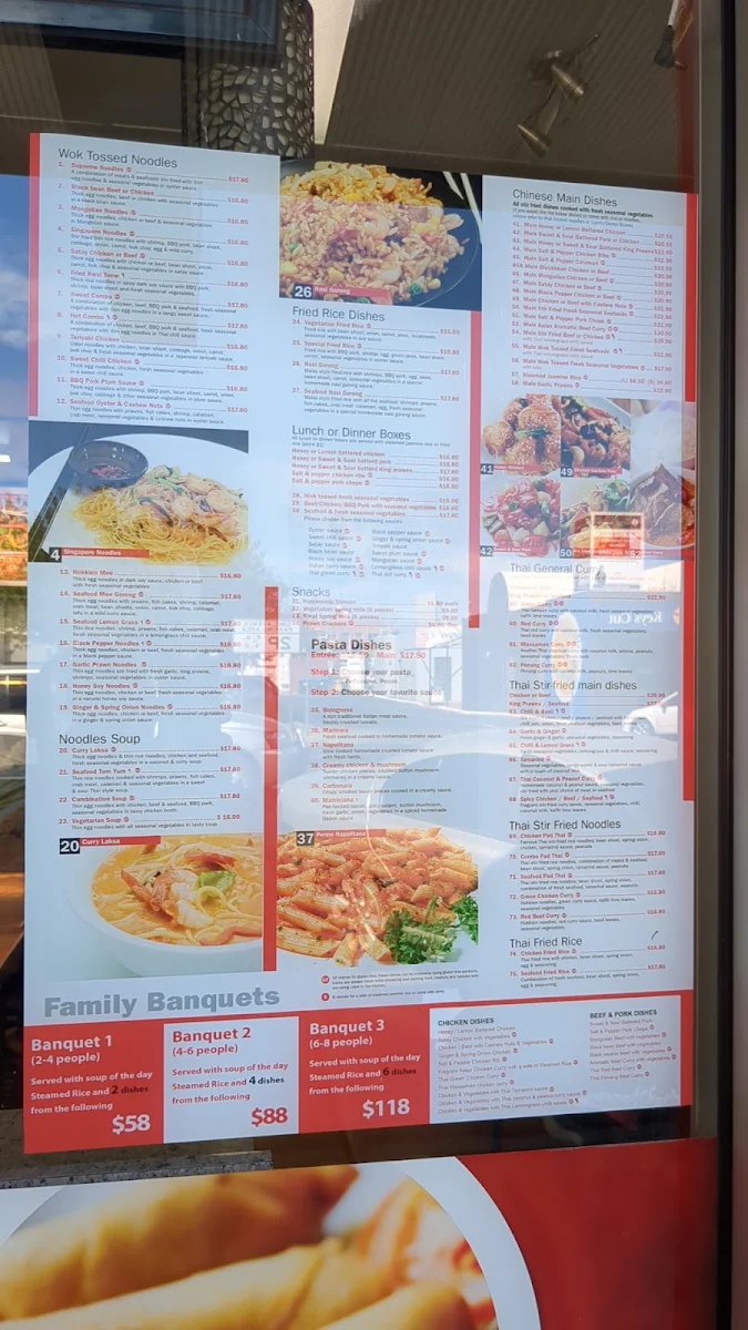 Menu, Mildura Noodle & Pasta Bar