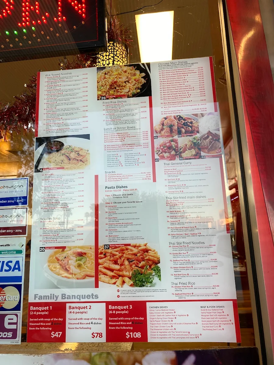 Menu, Mildura Noodle & Pasta Bar