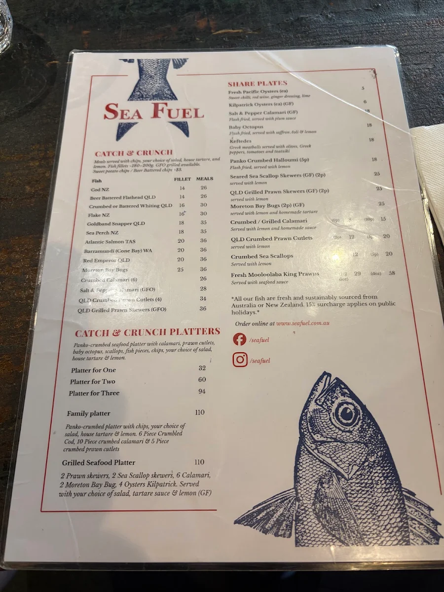 Menu, Sea Fuel West End (DINE-IN AND TAKEAWAY)