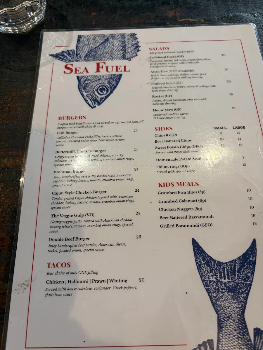 Menu, Sea Fuel West End (DINE-IN AND TAKEAWAY)