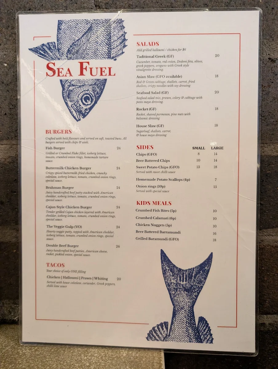 Menu, Sea Fuel West End (DINE-IN AND TAKEAWAY)