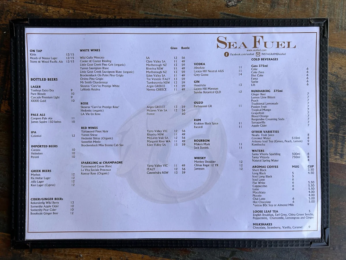 Menu, Sea Fuel West End (DINE-IN AND TAKEAWAY)