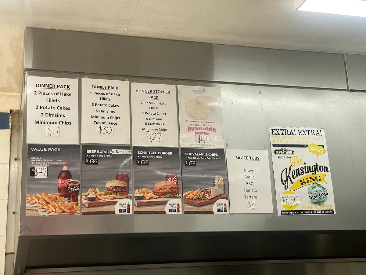 Menu, Alder Street Fish & Chips