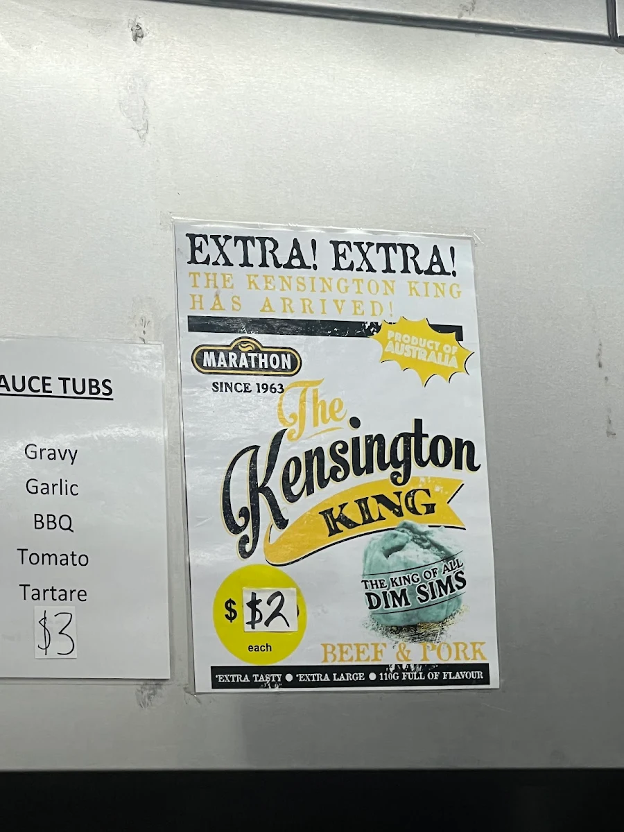 Menu, Alder Street Fish & Chips
