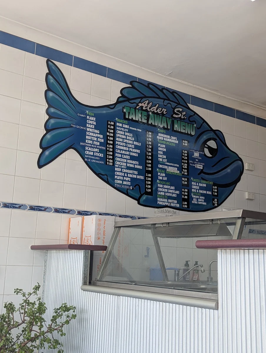 Menu, Alder Street Fish & Chips