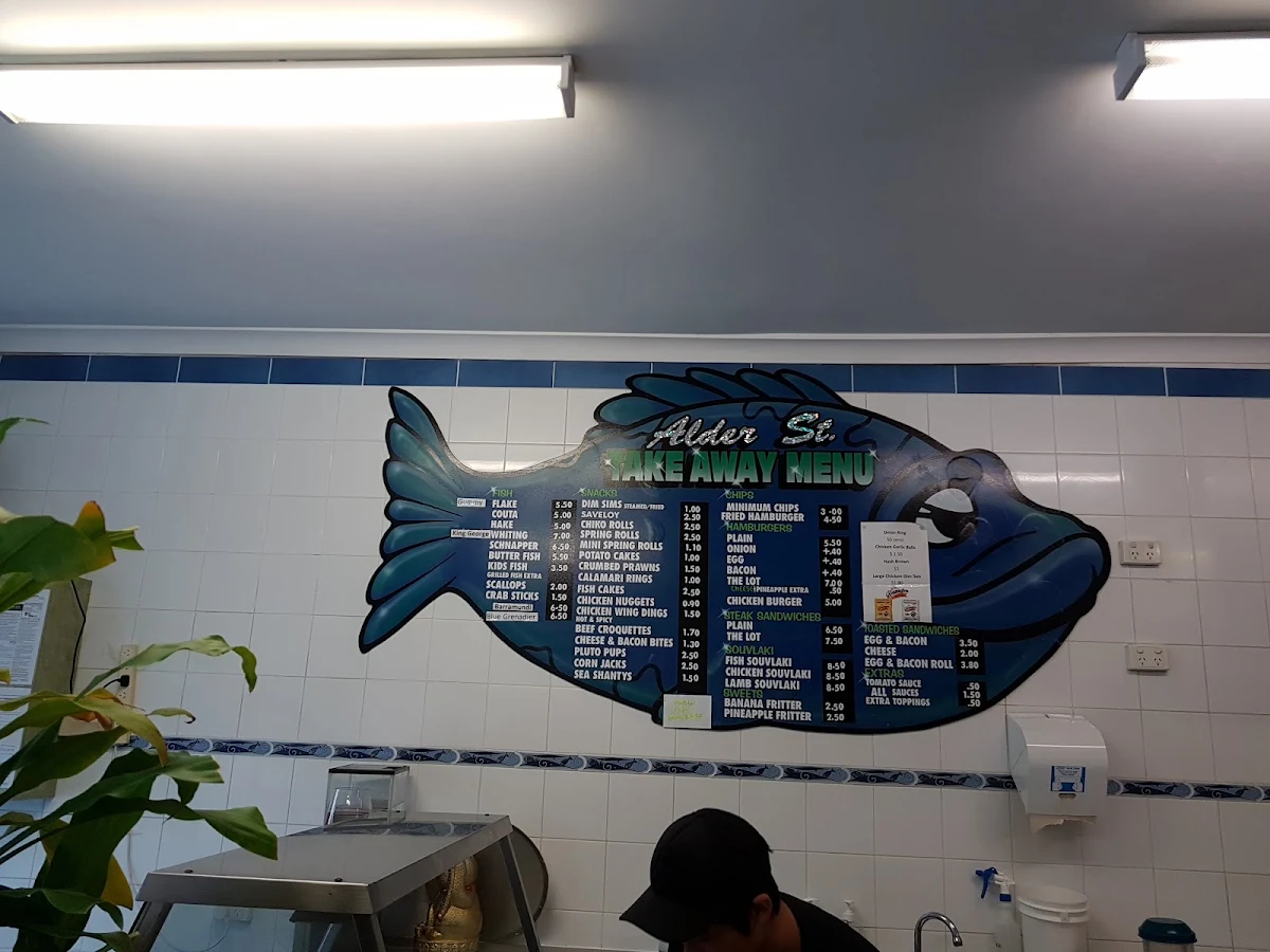 Menu, Alder Street Fish & Chips