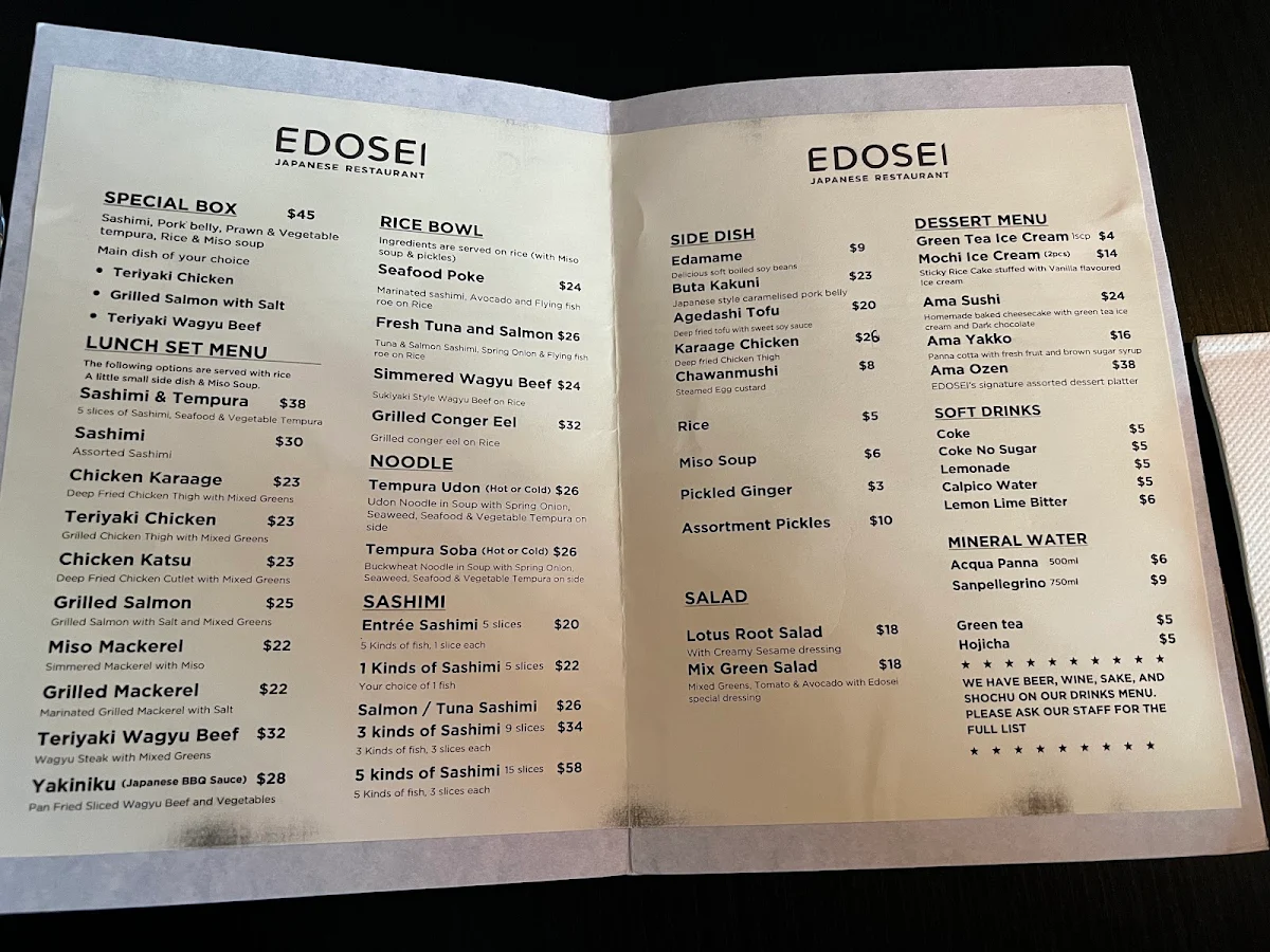 Menu, EDOSEI