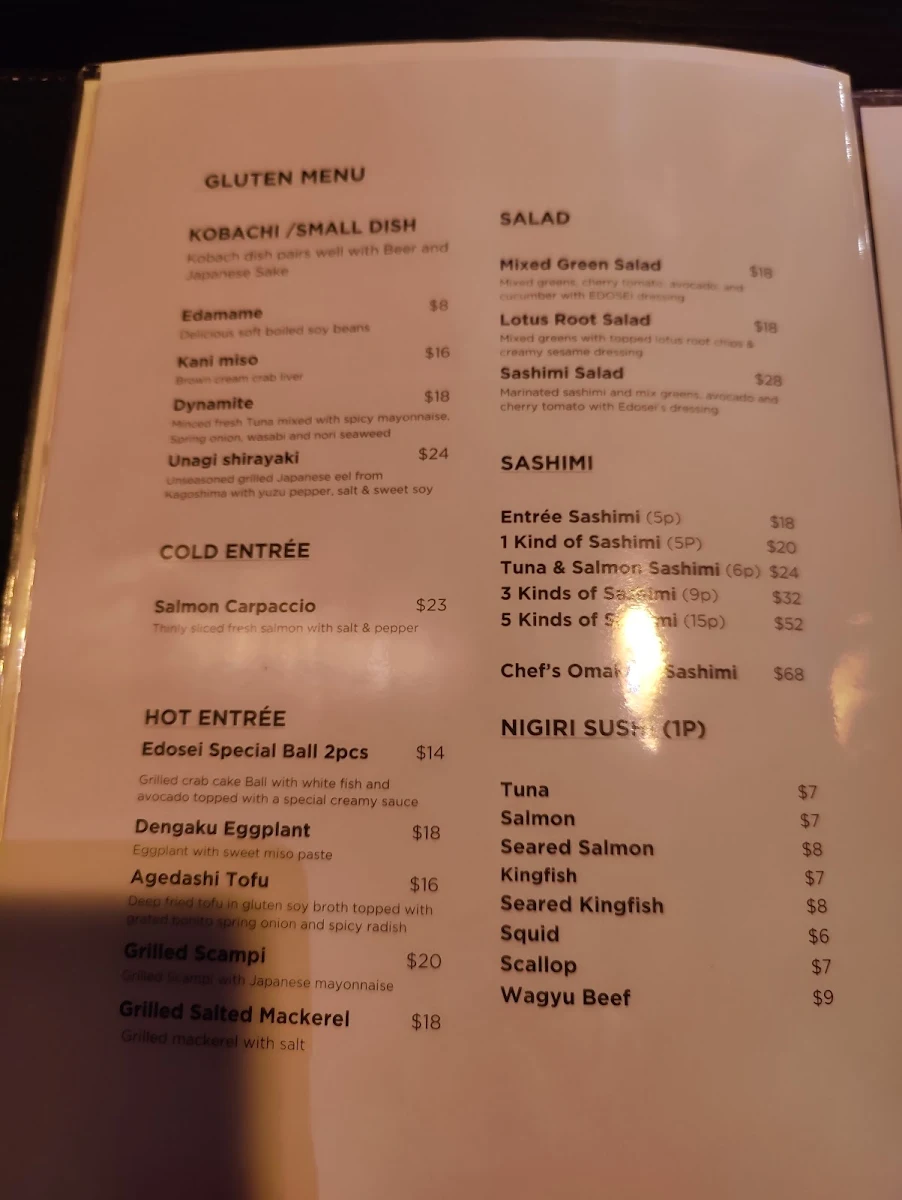 Menu, EDOSEI