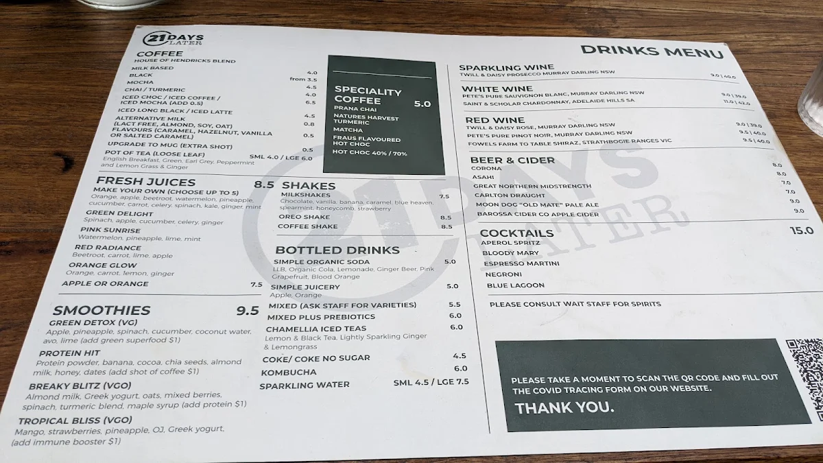Menu, Twenty One Days Later