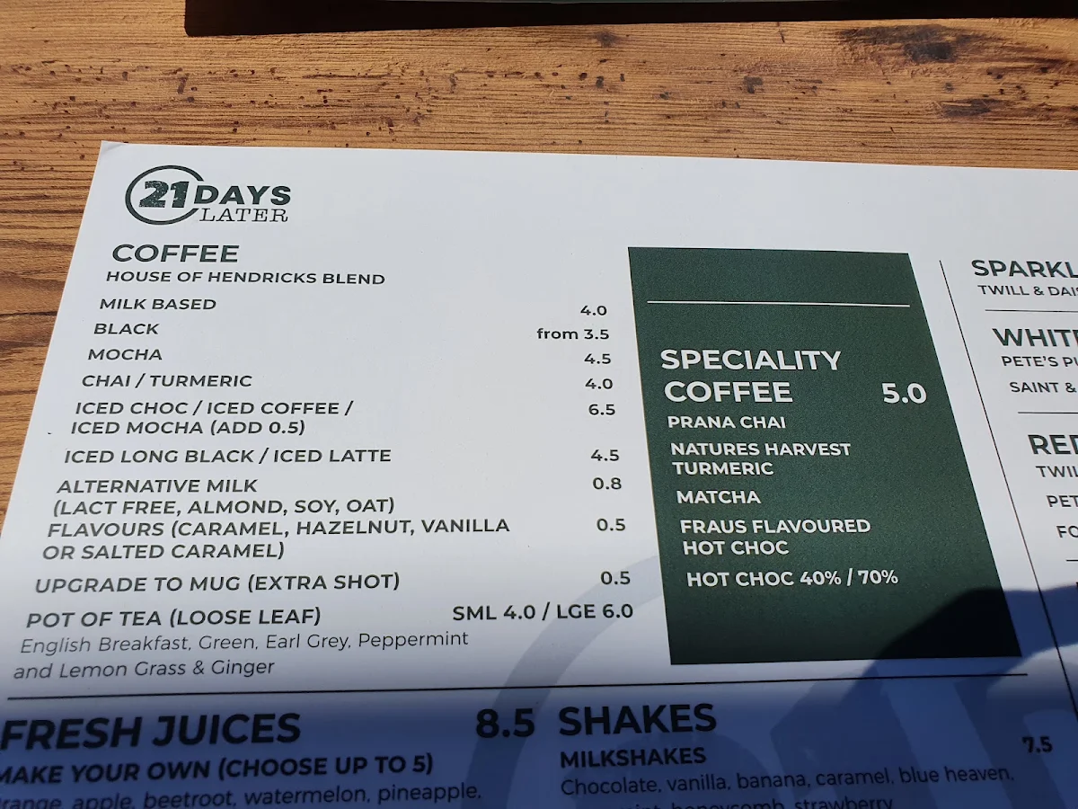 Menu, Twenty One Days Later