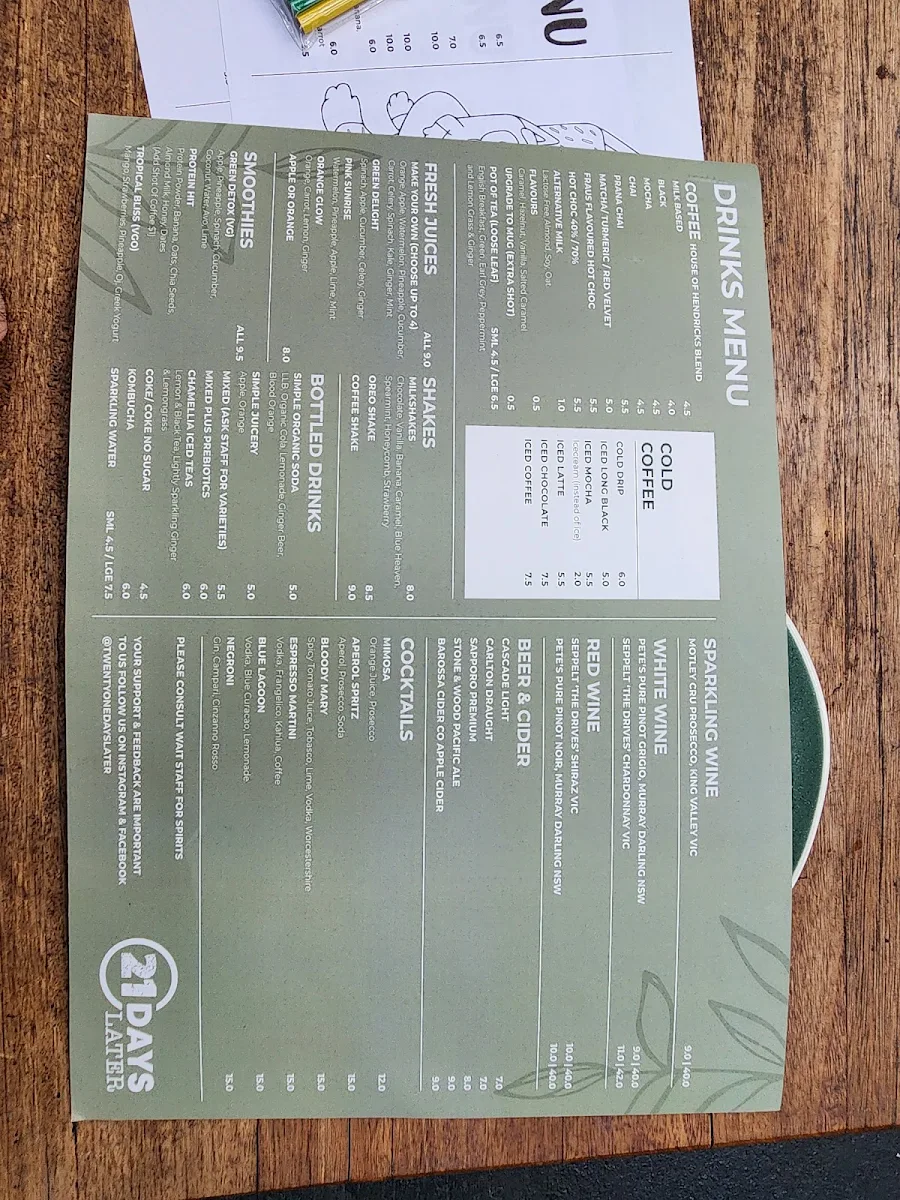 Menu, Twenty One Days Later