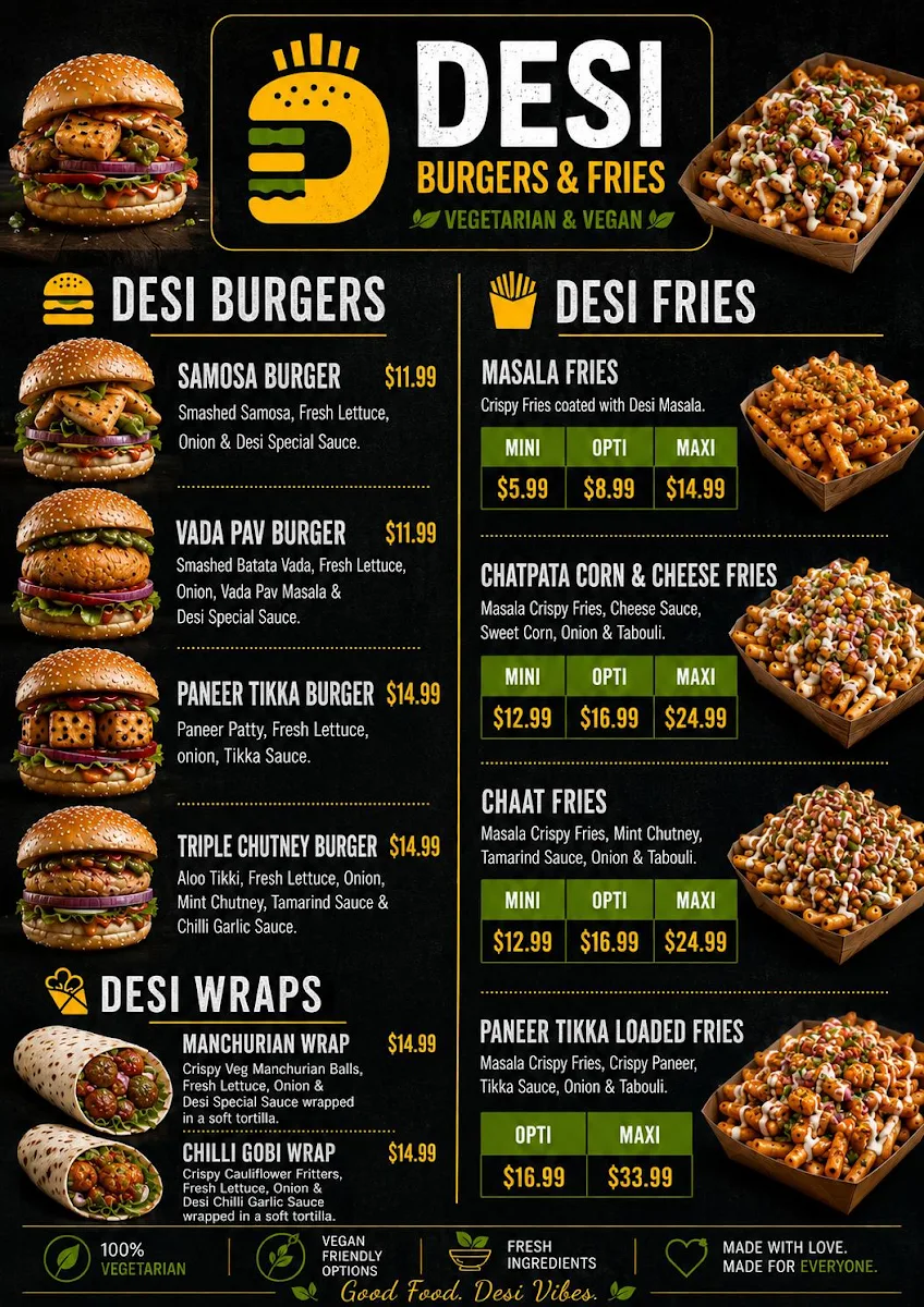 Menu, The Burger Boys